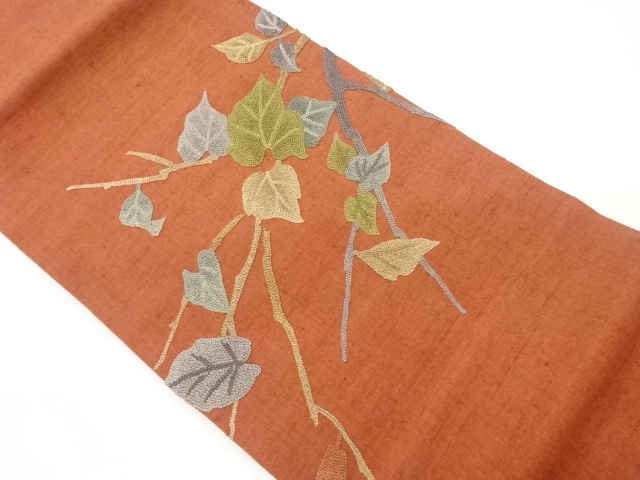 JAPANESE NAGOYA OBI / TSUMUGI / SAGARA KNOTS / LEAVES